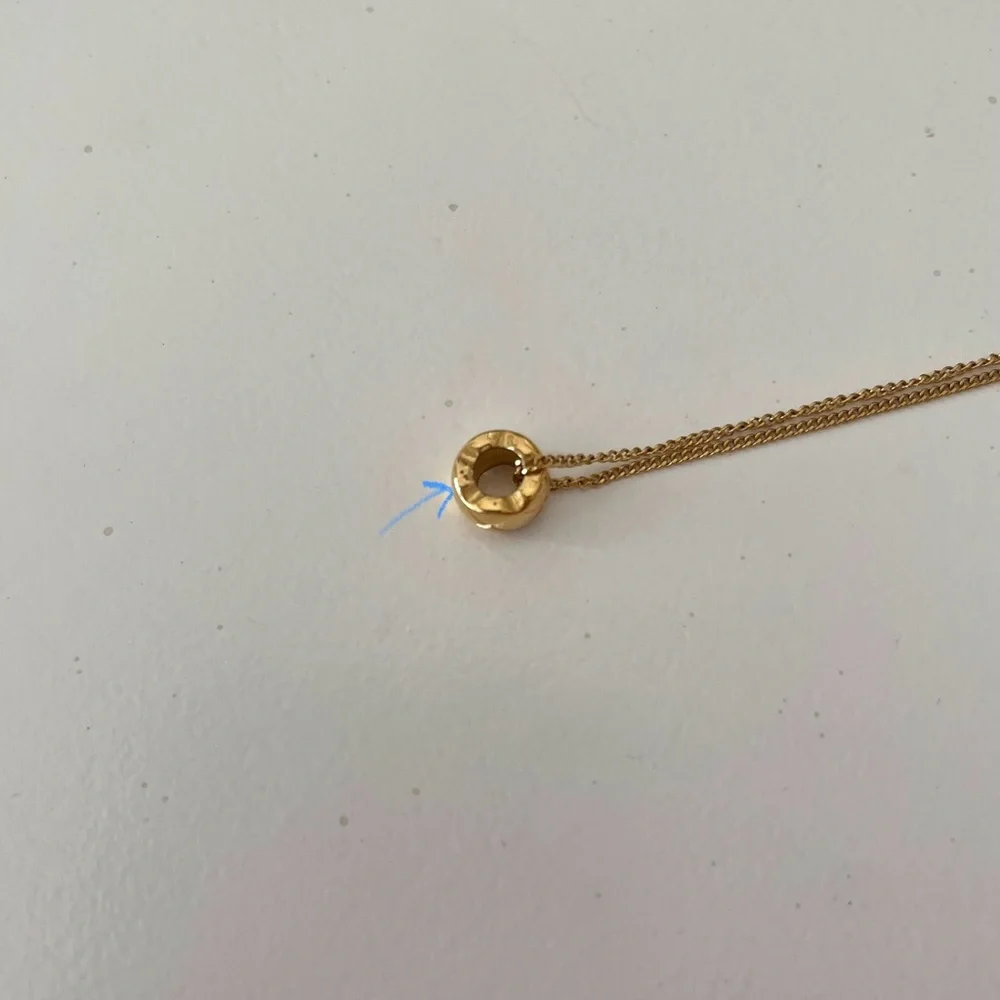 Gold Necklace with Textured Quilted Barrel Pendant - Picture 8 of 8